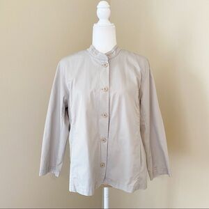 Eileen Fisher Button Front Cotton Tan Jacket - L